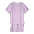thumbnail image 2 of piuwrlz Shirt and Short Pants Set Baby Boys Girls Solid Color Cotton Summer Children's Set Purple Size 8-9 Years, 2 of 9