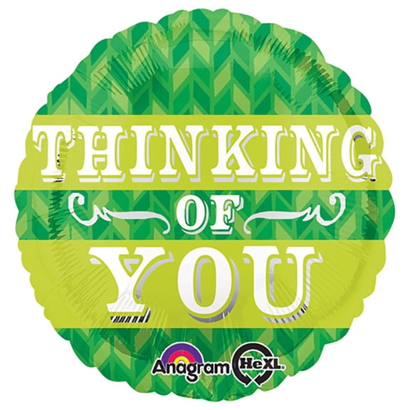 18 inch Green Chevron Thinking Of You Foil Mylar Balloon - Party Supplies Decorations