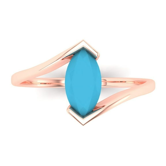 Solitaire Engagement Ring for Women - 2ct Simulated Turquoise in 14K Rose Gold Promise Ring