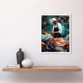 thumbnail image 2 of Market Fishmonger Selling Fresh Catch Seafood Art Print Framed Poster Wall Decor 12x16 inch, 2 of 5