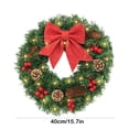 thumbnail image 3 of Christmas Wreath, Holiday Decoration, Woven Rattan Wreath with Simulated Pines Cones and Red Berries for Front Door Hanging, Indoor and Outdoor Use, Green Plastic, Battery Operated, 3 of 7