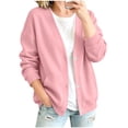 thumbnail image 5 of HAOTAGS Women's Long Sleeve Sweatshirt Casual Loose Button Collared V Neck Pullover Top with Pocket Pink Size 2XL, 5 of 7