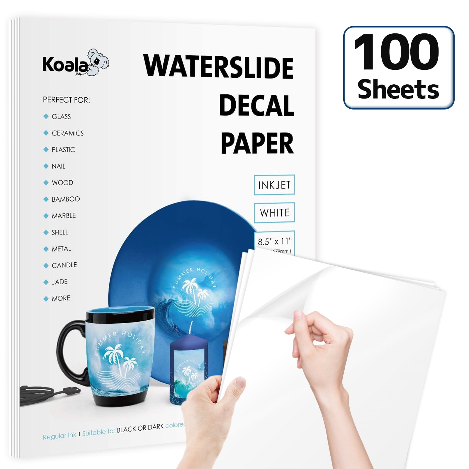  Waterslide Paper-20 sheet Inkjet Water Slide Paper,A4 Size  clear waterslide paper for DIY Decals Gift Crafts Ceramics Candles and  Custom Tumblers, waterslide decal paper (The packaging may be blue) : Office