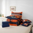 thumbnail image 4 of Erosebridal Football City Chicago Bedding Sets Full Size, Soccer Sport Comforter Sets with Sheets, Navy Orange Reversible Bed Sheets Set, Microfiber Bedroom Decoration, 7pcs, 4 of 6