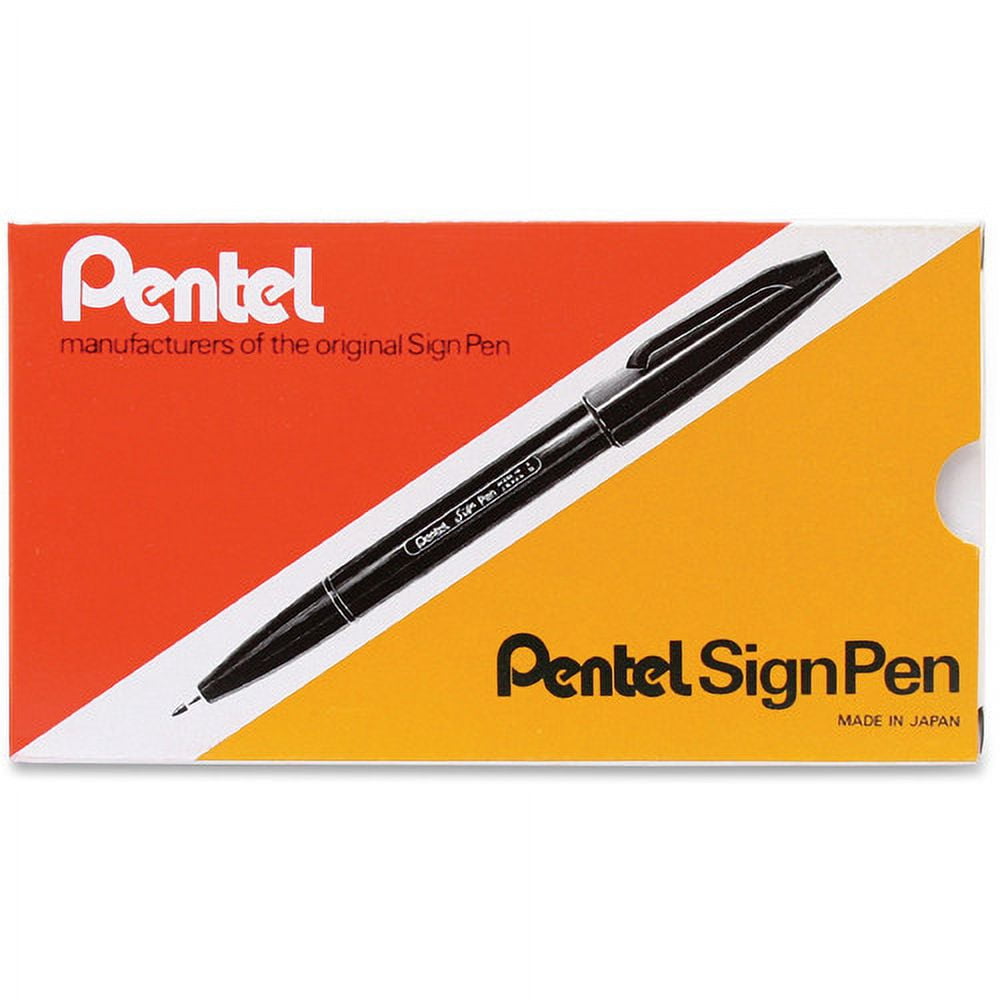 Pentel Fiber-tipped Sign Pens Bold Pen Point - Blue Water Based Ink - Fiber Tip - 12 / Dozen