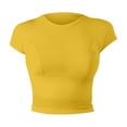 thumbnail image 4 of CUSTG Women Casual Shirts Summer Solid Color Short Sleeve Slim O-Neck T Shirt Athletic Training Tops Classic T-Shirt, 4 of 4