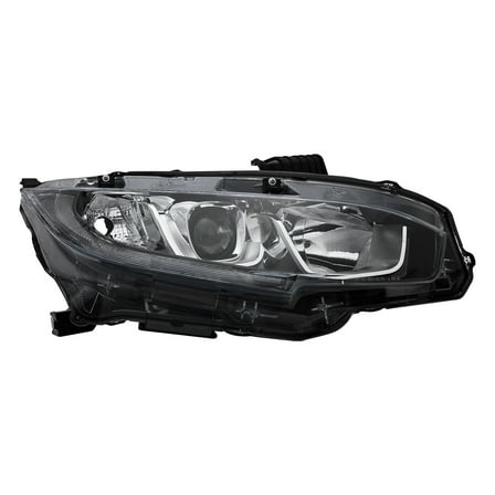 HOUGEET Headlight Assembly Compatible with Honda Civic 2016 - 2019 Passenger Right Side Chrome Housing
