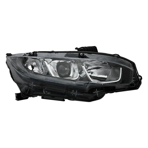 HOUGEET Headlight Assembly Compatible with Honda Civic 2016 - 2019 Passenger Right Side Chrome Housing