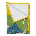 thumbnail image 2 of Vintage Soft Flannel Fleece Blanket, Man Lying on Couch Watching TV Cats Take over World Comic Book Pop Art Illustration, Cozy Plush for Indoor and Outdoor Use, 50" x 60", Multicolor, by Ambesonne, 2 of 5