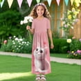 thumbnail image 4 of Uourmeti Girls Summer Maxi Dresses Crew Neck Short Sleeve Casual Flowy Tiered Long Dress with Pockets (Cute Kitty Pink), Size 11-12 Years, 4 of 7