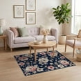 thumbnail image 3 of ODIKA 4'x6' Washable Area Rug Non-Slip, Chair-Friendly, Flatwoven Scatter Vintage Pink Scroll Mirrored Bouquet Entry Door Entryway for Home Office, Under Desk, 3 of 7
