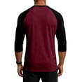 thumbnail image 4 of Havenx Men's Baseball Shirt Raglan 3/4 Long Sleeve Crew Neck Shirts Color Block Moisture Wicking T-Shirt Soft Basic Sports Baseball Lightweight Top,Wine 2XL, 4 of 5
