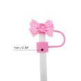 thumbnail image 2 of Unique Bargains 4 Pcs Spotted Butterfly Straw Cover Cap for Office Pink Silicone, 2 of 5