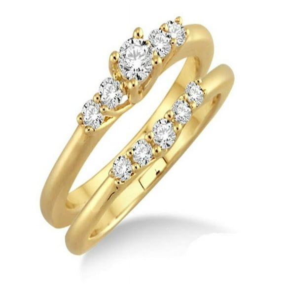 Affordable 0.50 Carat Bridal Set with Round Cut Diamond in 10k Yellow Gold