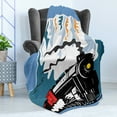 thumbnail image 4 of Train Soft Flannel Fleece Blanket, Retro Inspired Illustration of Vaporous Vehicle and Mountain Travel Adventure Theme, Cozy Plush for Indoor and Outdoor Use, 50" x 70", Multicolor, by Ambesonne, 4 of 5