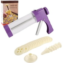 Spritz Cookie Press Gun Kit: Cookie Press Set/Icing Gun Kit with 16 Discs and 6 Icing Tips, Cookie Baking Tool Cake Decorating Gun, Cookie Press Gun for Baking, Frosting, Decorating (Purple)