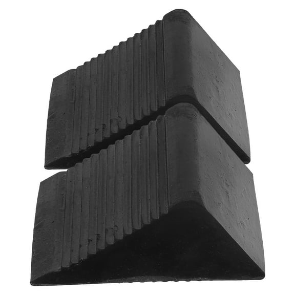 Masteelf 2pcs Heavy Duty Rubber Wheel Chocks For Cars And Trucks Non Slip Tire Stoppers For Rvs And Trailers Black Durable And Portable