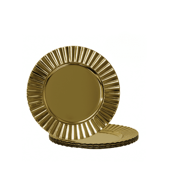 Gold Metallic Plastic Charger Plate, 6 Count