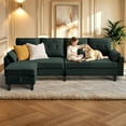 thumbnail image 5 of Pingliang Home Convertible Sectional Sofa with Storage Ottoman and Side Storage Pockets,Modern 4 Seat L Shaped Couch with 19.3" Seat Depth for Living Room Office Apartment Studio,Green, 5 of 14