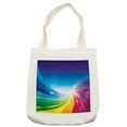 thumbnail image 1 of Colorful Tote Bag, Funky Pop Art Radiant Lines Design in Wave-Like Color Reflections Image, Cloth Linen Reusable Bag for Shopping Books Beach and More, 16.5" X 14", Cream, by Ambesonne, 1 of 2