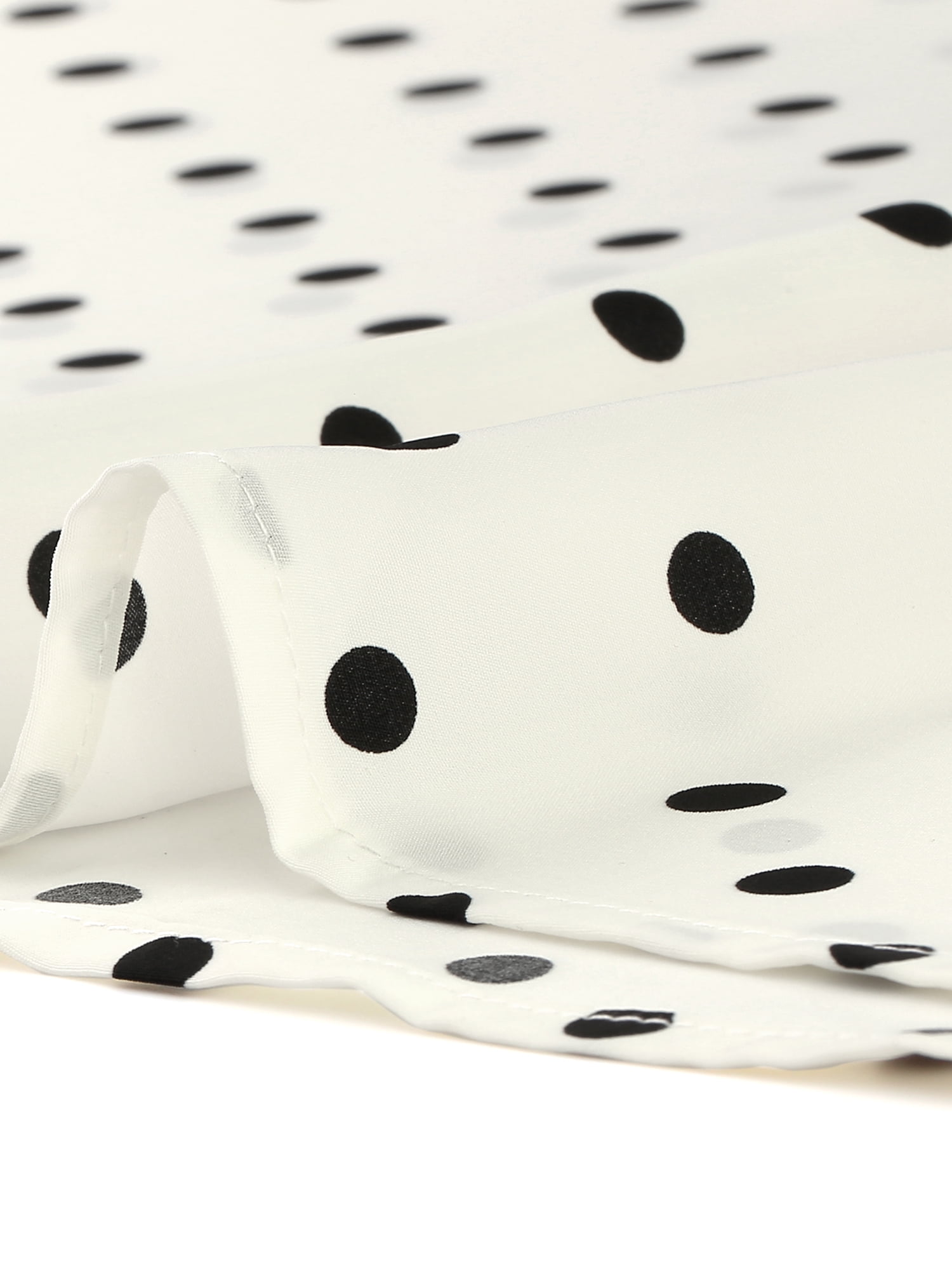 Unique Bargains Women's Plus Tops V Neck Tie Waist Polka Dots Ruffle Short Sleeve Blouse 4X White