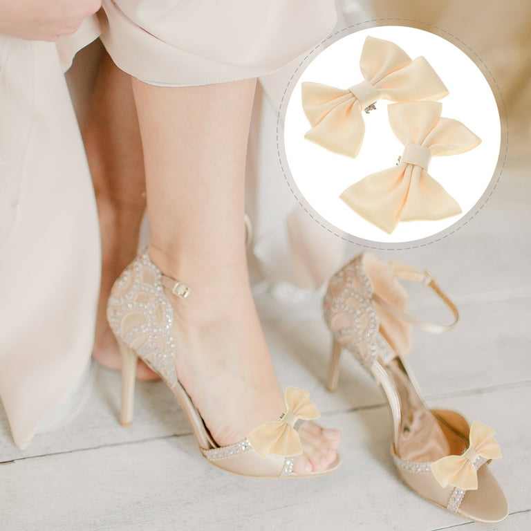 2 Pcs Women Decorative Shoe Clips Detachable Bow Shoe Embellishment Fashion  High Heels Shoe Accessories for Wedding Party