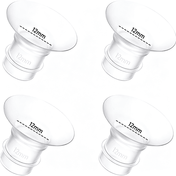 XIRQI 4Pcs Breast Pump Flange Insert 12mm Compatible with Momcozy Medela/eufy/Elvie/Lansinoh/Paruu P10 Breast Pump, Fit for Momcozy M5/M9/M6/V2 Pro/V2 pro/S12 Pro/eufy E10 S1 S1 Pro, 24mm Flange