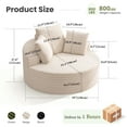 thumbnail image 2 of COOLHUT 59" Oversized Round Chaise Lounge Sofa, Cozy Round Chaise Lounge Sofa Bed, Fluffy Plush Deep Seat Sofa, Comfy Upholstered Sleeper Couch for Living Room, Bedroom, Beige, 2 of 11