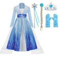 thumbnail image 1 of Vestido de princesa Elsa inspirado en DISNEY Frozen 2 para niñas pequeñas, disfraz de reina de la nieve para Halloween, 3, 4, 5, 6 y 8 años, bata de Cosplay para fiesta para niños Fivean unisex, 1 of 2