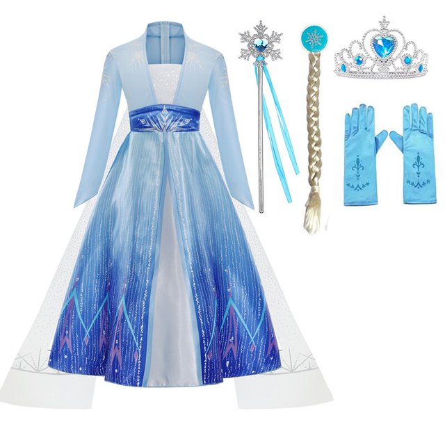 Vestido de princesa Elsa inspirado en DISNEY Frozen 2 para niñas pequeñas, disfraz de reina de la nieve para Halloween, 3, 4, 5, 6 y 8 años, bata de Cosplay para fiesta para niños Fivean unisex
