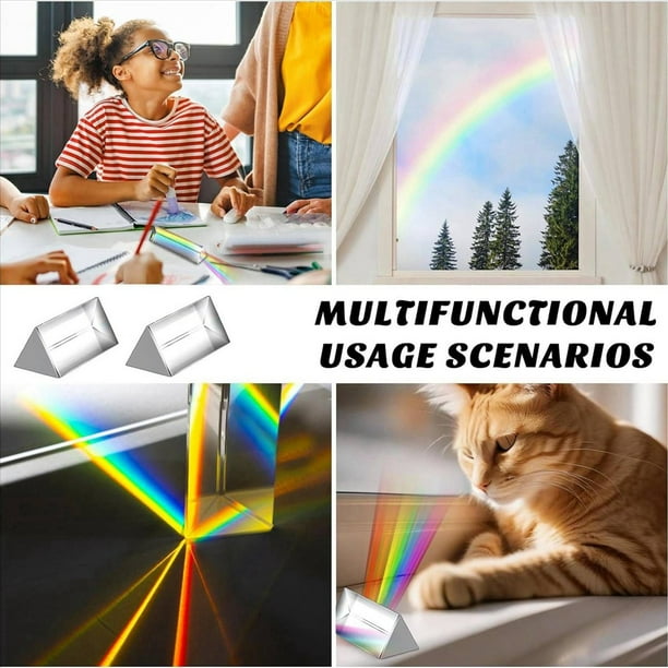 8 Piezas de Prisma Triangular Transparente para Luces de Iris, Prismas Ópticos de Cristal, Enseñanza de Física, Espectro de Luz Refractada