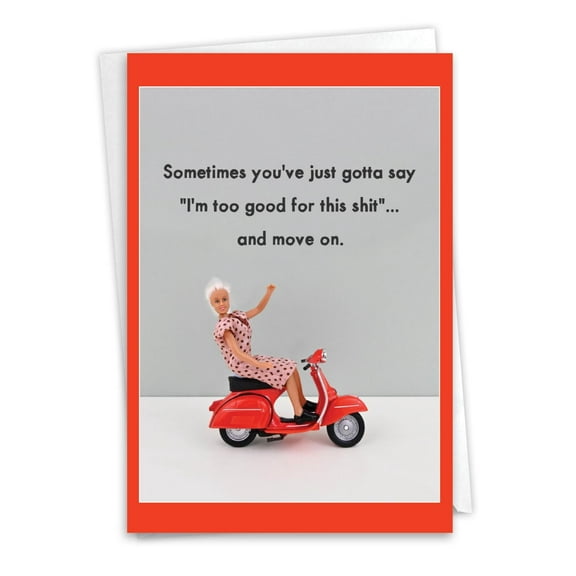 NobleWorks Funny Good Luck Greeting Card with 5 x 7 Inch Envelope (1 Card) Moving On C10858GLG