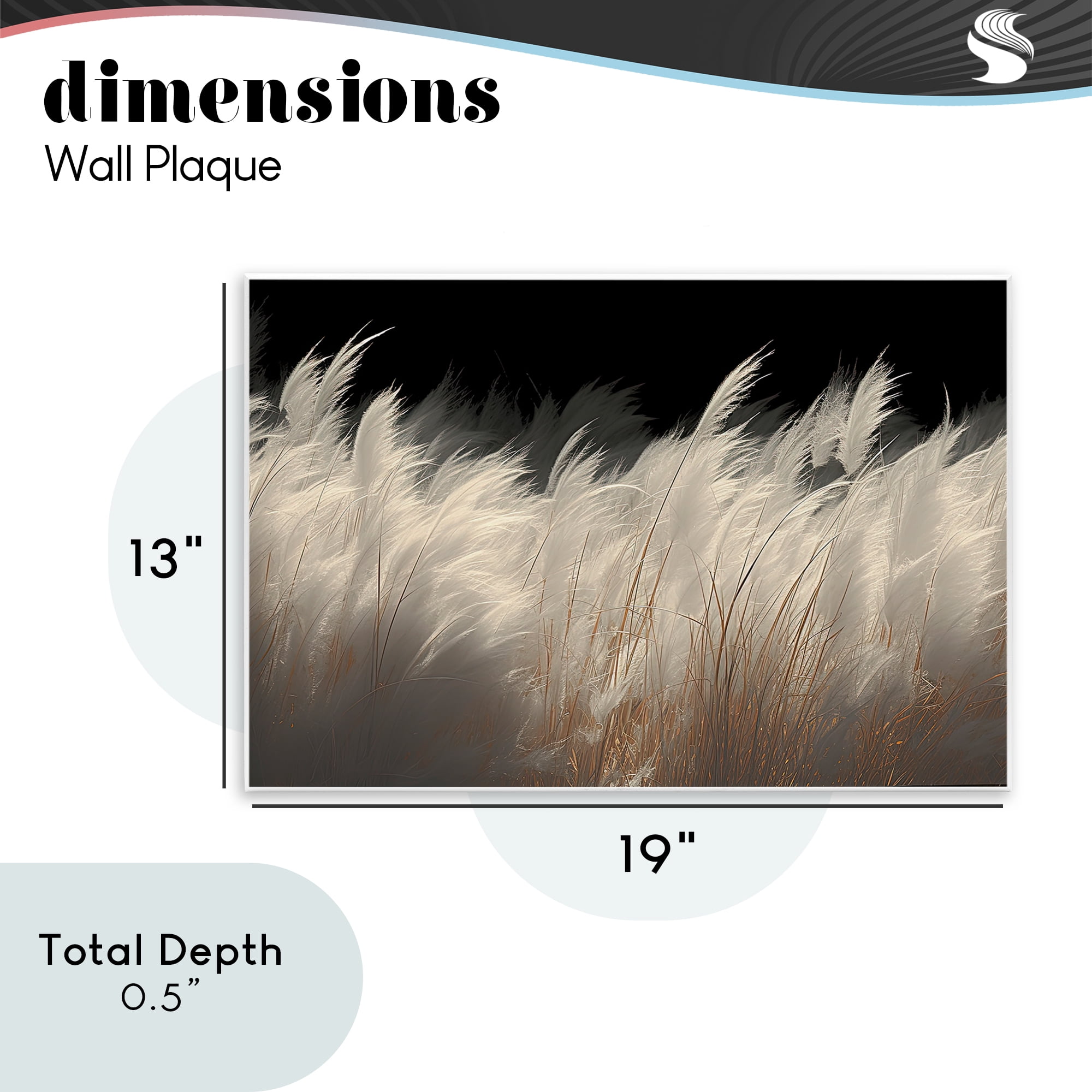 White Feathers Windblown Grasses Wall Plaque Art, design by Decent Exposures