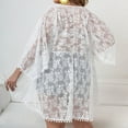 thumbnail image 5 of Summer Womens Large Size Irregular Cardigan Sexy Lace Shirt Loose Strap Sunscreen Coat plus Size Swimsuit with Cover up Set Teen Cover Ups for Swimwear Bikini Bottom Cover Ups for Women Knit Swimsuit, 5 of 7