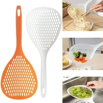 Cheers.US Slotted Spoon, Heatproof Skimmer Strainer Slotted Spoon, Seamless One-Piece Non-Stick Cooking Silicone Scoop Ladle with Ergonomic Handle for filter Vegetable, Pasta and More