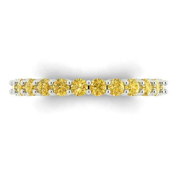 1.2 ctw Wedding Band for Women - 18K White Gold Simulated Yellow Diamond Stackable Eternity Ring