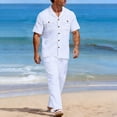 thumbnail image 5 of StSilkitty Mens 2 Piece Sets Solid Color Short Sleeve Button down Collared Shirts and Pants Outfits with Pockets Lightweight Casual Set, 5 of 8