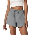 thumbnail image 2 of RYRJJ Linen Shorts for Women Summer Dressy Casual Drawstring Wide Leg Shorts Trendy Lounge Lightweight Short Pants with Pockets(Gray,S), 2 of 7