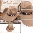 thumbnail image 2 of Qwertyu Cowboy Hat for Men Women Western Cowgirl Hat with Boho Belt Unisex Wide Brim Fedora Hat Beige, 2 of 6