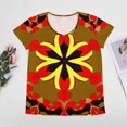 thumbnail image 4 of Floral Symmetric Colorful Vibrant Pattern Women's Blouse Short Sleeve Women's Top T-Shirt Spring Summer Clothes, 4 of 7