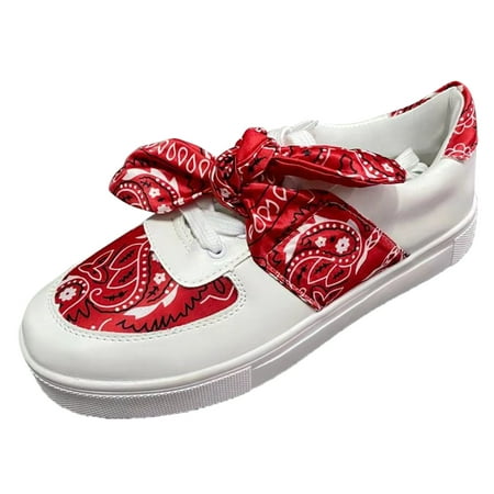 

nsendm Flip Flop in for Women Fashion Cashew Shoes Single Laceup Front Flat Casual Dress Shoes for Women Wide Width Red 8