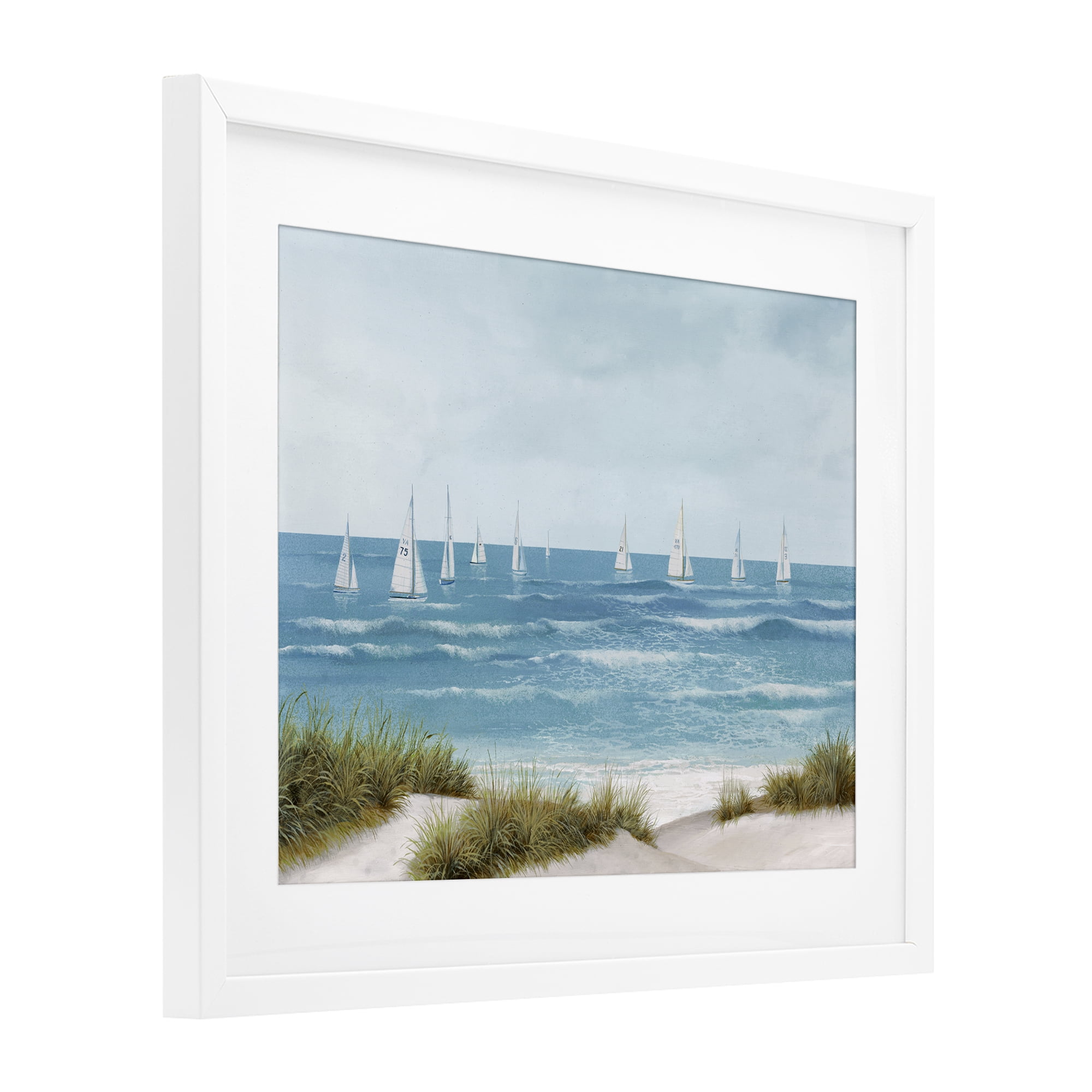 Stupell Industries Sail Away Seaside Boats White Framed Print Under Glass, design by Lorenzo Collective