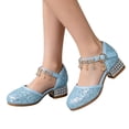 thumbnail image 5 of Gyujnb Girls Glitter Star Moon Charm Heeled Dress Shoes Adjustable Buckle Non- Princess Party Shoes,6-7 Years, 5 of 5