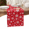 thumbnail image 6 of Christmas Snowflakes Cotton Linen Table Runner for Dining Kitchen, Xmas Winter Watercolor Red Wedding Outdoor Party Tablerunners Decoration, Dresser Scarf Coffee Tablecloth Runners 13x36 Inches, 6 of 9