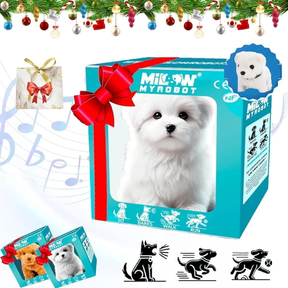 Chiot Robot Milow, Mon Chiot Robot Réaliste Milow, Chien Robot Milow, Robot Milow, Chiot Robot Réaliste, Jouet en Peluche Interactif Électronique pour Enfants, Jouet Chien Qui Marche et Aboie