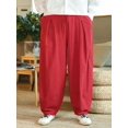 thumbnail image 6 of Casual Cotton Linen Baggy Pants Men Joggers Wide leg Harem Trousers Sport Sweatpants 2024 Korean New, 6 of 6