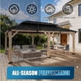 thumbnail image 3 of Sunmthink 12'x20' Outdoor Hardtop Gazebo, Cedar Wood Pavilion with Galvanized Steel Double Roof, for Patio, Garden, Deck, 3 of 8