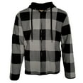thumbnail image 2 of Men's Flannel Hoodie Sherpa Fleece Lined Plaid Zip Up Lightweight Jacket Casual, Light Grey, S, 2 of 7