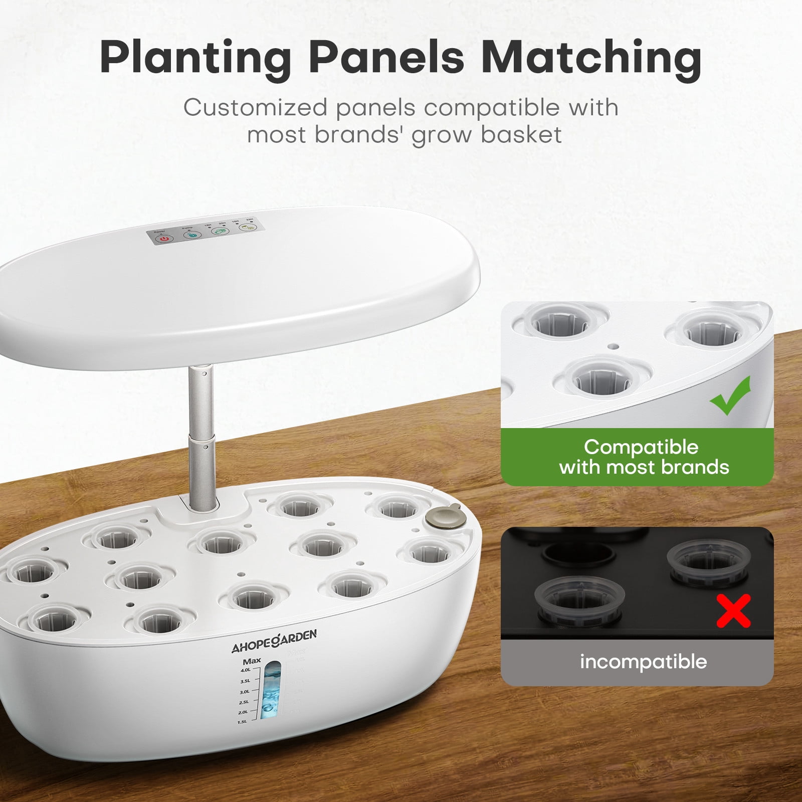 Ahopegarden Z239 Intelligent Planter 12- Hydroponic Planting Kit LED Grow light Planter Germination Machine with Self Circulation Soilless Gardening Set(White)