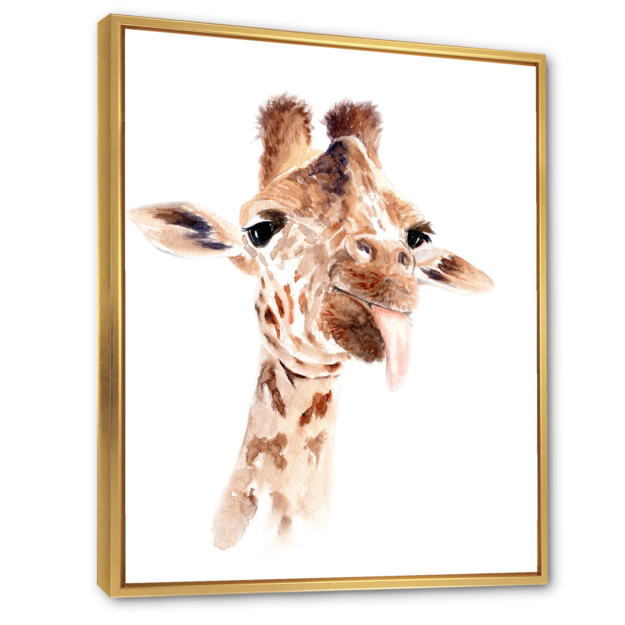 Designart 'Close Up Portrait of A Giraffe X' Farmhouse Framed Canvas Wall Art Print